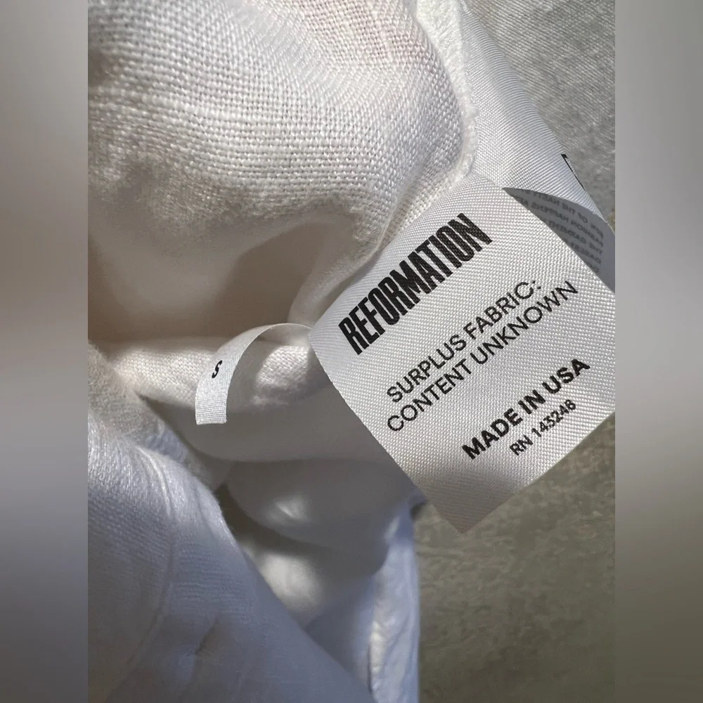NWOT Reformation Square Neckline Midi Length  Button Up White Linen Dress Size S - Picture 9 of 10